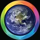 Globe with Rainbow Circle